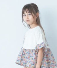 Kids 衫腳floral ruffle T-shirt/ white-100
