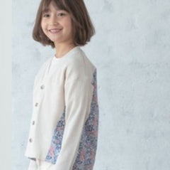 Kids back floral cardigan/ white-100