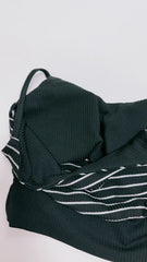 V領間條Bra Top/黑