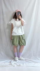 (預購)袖口雙層Ruffle T-shirt/白
