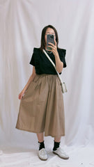 兩邊Ruffle T-shirt/黑