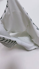 V領間條Bra Top/白