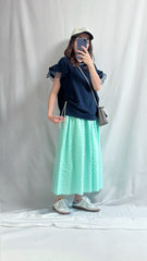 (預購)袖口雙層Ruffle T-shirt/深藍
