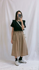 兩邊Ruffle T-shirt/黑