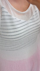 V領間條Bra Top/白