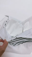V領間條Bra Top/白