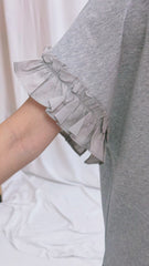 單邊衫腳ruffle T-shirt/灰