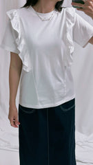 兩邊Ruffle T-shirt/白