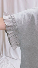 單邊衫腳ruffle T-shirt/灰