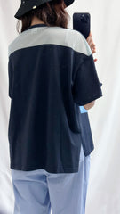 (預購)大口袋背併網布 T-shirt/深藍