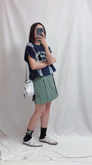 喱士印字T-shirt/深藍