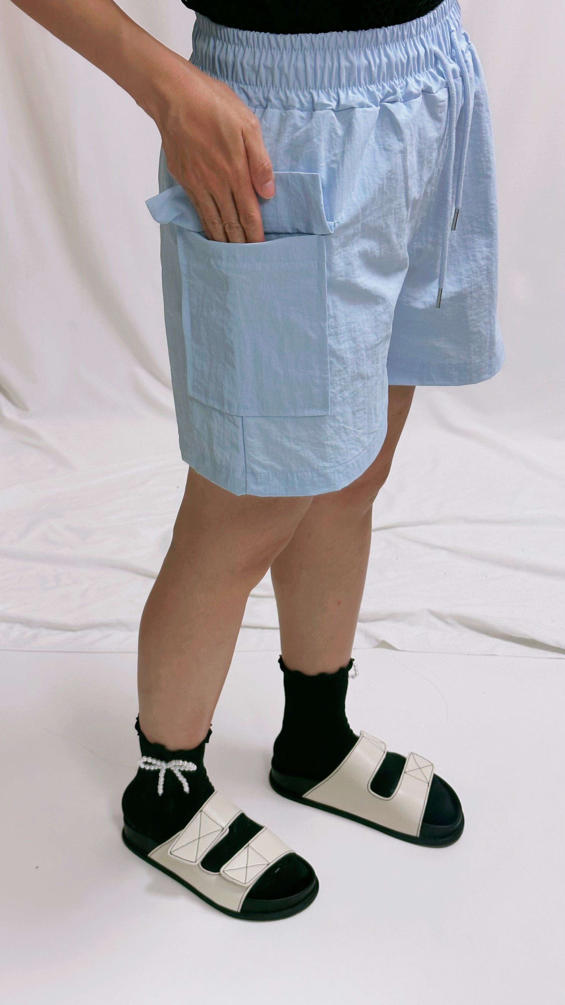 軍袋短褲/淺藍