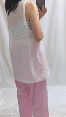 V領間條Bra Top/白