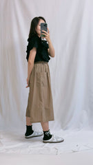 兩邊Ruffle T-shirt/黑