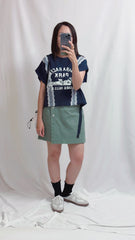 喱士印字T-shirt/深藍