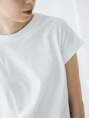 腰立體摺褶T-shirt/白