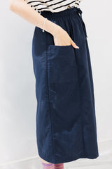 側袋直身裙/深藍