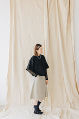 (預購)縮褶網Tee/黑