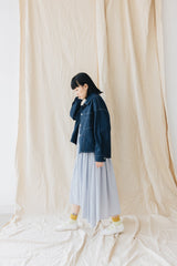 (預購)縮褶吊帶裙/淺藍