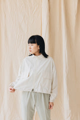 (預購)拉鍊薄風褸/淺杏灰