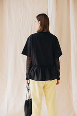 (預購)斜Ruffle腳T-Shirt/黑