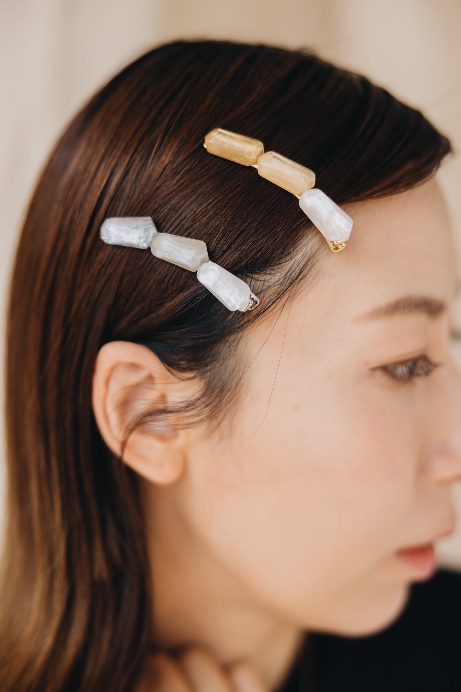 三粒立體髮夾/金