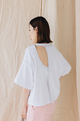 後露背T-Shirt/白