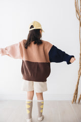 KID 併色冷外套/粉紅
