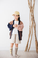 KID 併色冷外套/粉紅