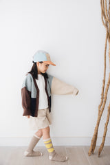 KID 併色冷外套/藍