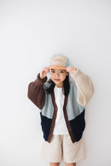 KID 併色冷外套/藍