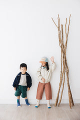 KID 圓領拉鏈外套/米白