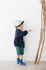 KID 圓領拉鏈外套/深藍