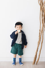 KID 圓領拉鏈外套/深藍